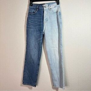 Pacsun Womens High Rise Straight Jeans‎ Two Tone Blue Cotton Denim Size 24